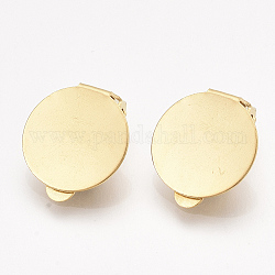 304 Stainless Steel Clip-on Earring Findings, with Round Flat Pad, Flat Round, Golden, Tray: 14mm, 18x14x6.5mm, Hole: 3mm