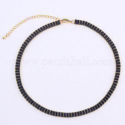Collana da tennis classica con zirconi cubici, collane a catena a maglie rettangolari in ottone dorato, nero, 12.99 pollice (33 cm)