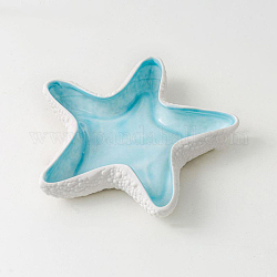 Platos de joyería de cerámica de estrella de mar, plato de joyería, bandeja de almacenamiento para anillos, collares, pendiente, agua, 155x150x36mm