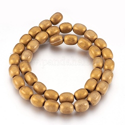 Chapelets de perles en hématite synthétique sans magnétique, mat, baril, plaqué or, 10~10.5x7~8mm, Trou: 1mm, Environ 39~40 pcs/chapelet, 15.7 pouce (40 cm)