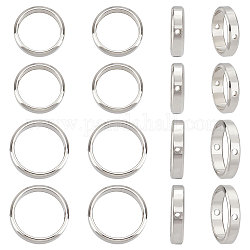 UNICRAFTALE 16Pcs 2 Sizes Bead Frame Double Hole Frame Spacer Beads 12/14mm 201 Stainless Steel Metal Beads Round Frames Links Connector Ring for Beading Earring Bracelet Necklace Making
