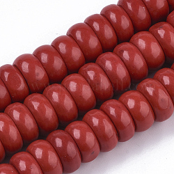 Синтетических нитей бирюзовые бусы, окрашенные, рондель, красные, 14x7 мм, отверстие : 1.8 мм