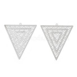 Стойки обшивки латунь филигранные подвески, долговечный, треугольный шарм, без никеля , платина, 38x32.5x0.4 мм, отверстие : 1.2 мм