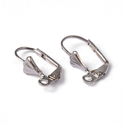 Accessoires dormeuses d'oreilles en laiton, avec boucle, sans nickel, couleur platine, environ 10 mm de large, Longueur 16mm, Trou: 2mm