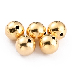 Messing Perlen, langlebig plattiert, Runde, echtes 24k vergoldet, 10 mm, Bohrung: 1.6 mm