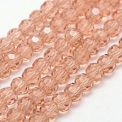 Glass Beads Strands, Faceted(32 Facets), Round, Dark Salmon, 8mm, Hole: 1.5mm, about 66~67pcs/strand, 15.12 inch~15.35 inch(38.4~39cm)