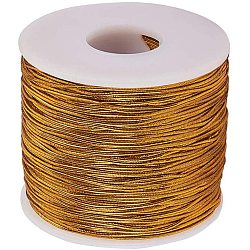 Pandahall elite 1 rotolo 100 m / rotolo 1 mm elastico tondo cordino elastico per braccialetti fai da te creazione gioielli, goldenrod