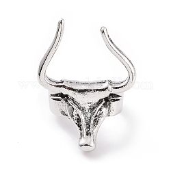 Tête de bétail bagues larges pour hommes, anneaux de manchette en alliage punk, argent antique, nous taille 7 (17.3 mm), 6.5~10mm