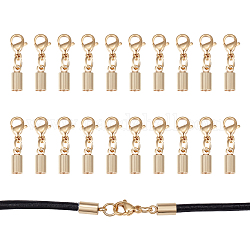 Unicraftale 20Pcs 304 Stainless Steel Lobster Claw Clasps, with Cord Ends, Column, Golden, 20mm, Inner Diameter: 3.2mm