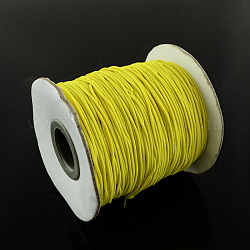 Round Elastic Cord, with Nylon Outside and Rubber Inside, Gold, 1mm, about 109.36 yards(100m)/roll