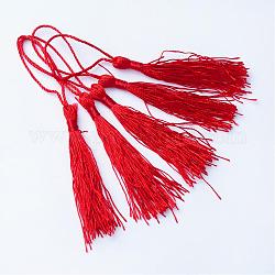 Polyester Tassel Decorations, Pendant Decorations, Red, 130x6mm, Tassel: 70~90mm
