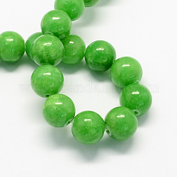 Chapelets de perles de pierres en jade jaune teinte, ronde, lime green, 8mm, Trou: 1mm, Environ 50 pcs/chapelet, 15.7 pouce