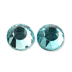 Cabuchones de cristal, espalda y espalda planas, facetados, semicírculo, medio turquesa, 10x4.5mm