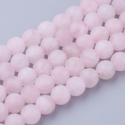 Rosa naturale fili di perle di quarzo, tondo, smerigliato, 6~6.5mm, Foro: 1 mm, circa 60pcs/filo, 14.9 pollice (38 cm)