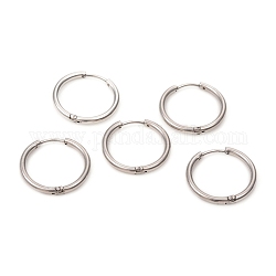 201 Stainless Steel Huggie Hoop Earrings, with 316 Surgical Stainless Steel Pins, Ring, Stainless Steel Color, 20x2mm, Pin: 1mm