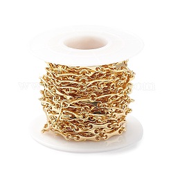 Rack Plating Brass Bar Link Chains, Lead Free & Cadmium Free, Unwelded, with Spool, Real 18K Gold Plated, 13x3.5x1mm, 4x1mm