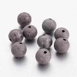 Perles en laiton texturées, ronde, gunmetal, taille: environ 10mm de diamètre, Trou: 1.8mm
