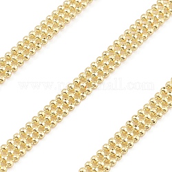 Chaînes de perles à billes triple ligne en laiton, non soudée, avec bobine, véritable 18k plaqué or, 3.5x1.2mm