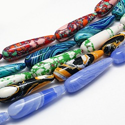 Synthetic Turquoise Beads Strands, Dyed, Teardrop, Mixed Color, 40x10mm, Hole: 1mm,  about 10pcs/strand, 15.7inch