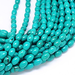 Howlite naturelle rangées de perles ovales, teints et chauffée, turquoise, 12x8mm, Trou: 2mm, Environ 33 pcs/chapelet, 15.55 pouce