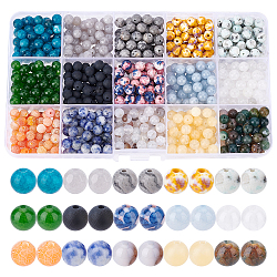 Ahandmaker 900pcs 15 estilos de cuentas de piedras preciosas naturales y sintéticas, redondo, 60 piezas / style