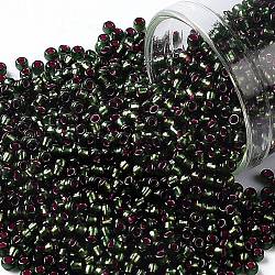 Toho perles de rocaille rondes, Perles de rocaille japonais, (2204) givré argenté doublé rose olivine, 11/0, 2.2mm, Trou: 0.8mm, environ 1110 pcs/10 g