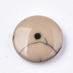 Abalorios de resina, imitación turquesa, plano y redondo, burlywood, 19x5mm, agujero: 2 mm