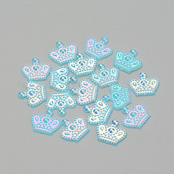 Acrylic Cabochons, AB Color Plated, Crown, Deep Sky Blue, 11x12x1.5mm