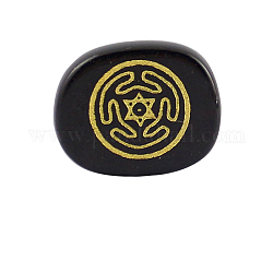 Pietre curative scolpite in agata nera naturale, ovale con ruota di pietre di Ecate, pietre di palma tascabili per l'equilibrio reiki, 20x25x6.5mm