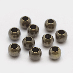 Brass Smooth Round Beads, Seamed Bead Spacers, Antique Bronze, 6mm, Hole: 2.5mm