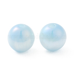 Cuentas de resina opacas iridiscentes, perlas de caramelo, redondo, luz azul cielo, 10x9.5mm, agujero: 1.8 mm