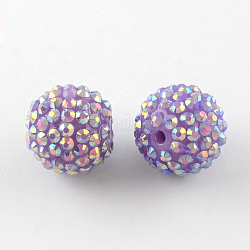 Abalorios de resina de color AB, con los abalorios redondos de acrílico en el interior, para la joya chicle, lila, 20x18mm, agujero: 2~2.5 mm