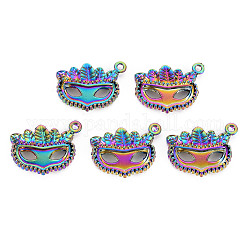 Ciondoli in lega color arcobaleno, cadmio & nichel &piombo libero, masquerade maschera, 21.5x16x4mm, Foro: 1.6 mm