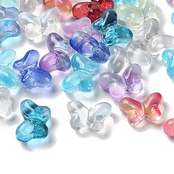 Perle di vetro trasparente, farfalla, colore misto, 10x14x5.5mm, Foro: 1 mm