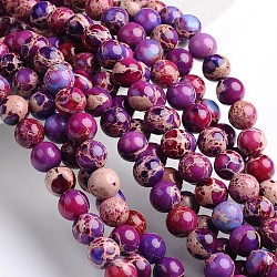 Brins de perles rondes en jaspe impérial naturel teint, violet, 4mm, Trou: 1mm, Environ 92 pcs/chapelet, 16 pouce