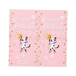 Adesivi di carta a tema buon compleanno rettangolo, etichette adesive autoadesive, per buste, buste e buste a bolle, modello del gatto, 10.3x10.7x0.01cm, 50pcs/scatola