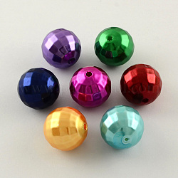 ABS Plastic Imitation Pearl Faceted Round Beads, Mixed Color, 20mm, Hole: 2.5mm, about 122pcs/500g