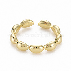 Brass Cuff Rings, Open Rings, Nickel Free, Real 16K Gold Plated, US Size 6 3/4(17.1mm)