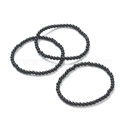 Стеклянные бисера браслеты простирания, круглые, чёрные, бусины : 4~5 мм, внутренний диаметр: 2-1/4 дюйм (5.65 см)