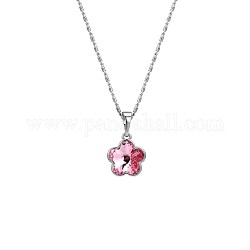 Messing hängende Halsketten, mit Quarz, Blume, rosa, Platin Farbe