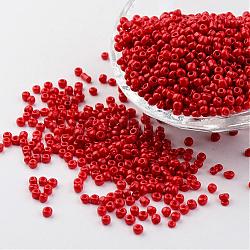 8/0 3mm perlas de semillas de vidrio de pintura para hornear perlas espaciadoras sueltas, rojo, 3mm, agujero: 1 mm, aproximamente 962 unidades / 50 g