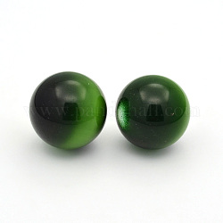 Cat Eye Beads, Round, No Hole, Green, 24mm