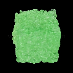 Светящиеся кабошонов смолы, кубик конфеты, светится в темноте, бледно-зеленый, 13x13x11.5 мм