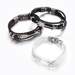 Bracelets multi-rangs avec cordon en cuir, avec accessoire en alliage, couleur mixte, 8-1/4 pouce (210 mm), 11x3mm