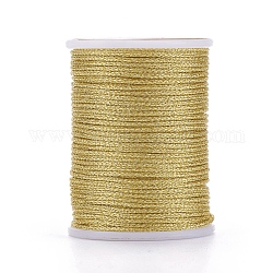 Полиэстер плетеный шнур, с металлического корда, золотые, 1 мм, около 7.65 ярда (7 м) / рулон