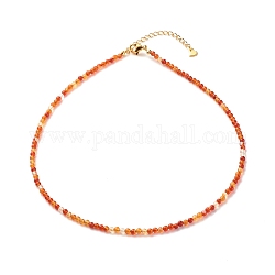 Colliers de perles de cornaline naturelle pour femmes, avec fermoirs mousquetons en 304 acier inoxydable, ronde, 18.31 pouce (46.5 cm), perles: 2.5~3.5 mm