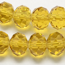 Handmade Glass Beads, Crystal Suncatcher, Faceted, Rondelle, Gold, 10x7mm, Hole: 1mm
