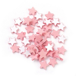 Cabujones de acrílico flocky, estrella, rosa, 9x9x2mm