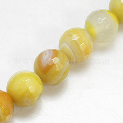 Natürliche Achat Perlen Stränge, facettiert, gefärbt, Runde, Gelb, 6 mm, Bohrung: 1 mm, ca. 62 Stk. / Strang, 14.6 Zoll