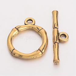 Cierres de aleación, sin plomo, cadmio, níquel, color dorado antiguo, tamaño: anillo: alrededor de 20.5x17 mm, agujero: 2 mm, bar: 26x6x3 mm, agujero: 2 mm